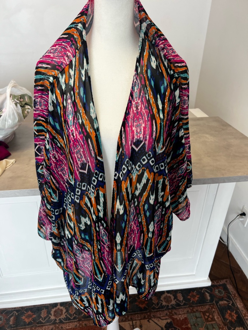 Vibrant Multicolor Open-Front Women's Kimono Jacket